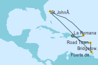 Visitando La Romana (República Dominicana), Isla Catalina (República Dominicana), Bridgetown (Barbados), Fuerte de France (Martinica), St. John´s (Antigua y Barbuda), Road Town (Isla Tórtola/Islas Vírgenes), La Romana (República Dominicana)