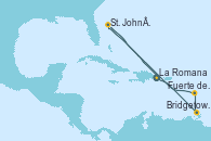 Visitando La Romana (República Dominicana), Isla Catalina (República Dominicana), Bridgetown (Barbados), Fuerte de France (Martinica), St. John´s (Antigua y Barbuda), Virgin Gorda (Islas Virgenes), La Romana (República Dominicana)