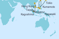 Visitando Singapur, Hong Kong (China), Hong Kong (China), Taipei (Taiwan), Nagasaki (Japón), Kumamoto (Japón), Kagoshima (Japón), Tokio (Japón)