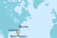 Visitando Norfolk (Virginia/EEUU), Nassau (Bahamas), Celebration Key, The Bahamas, Bimini (Bahamas), Norfolk (Virginia/EEUU)