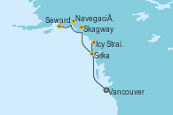 Visitando Vancouver (Canadá), Vancouver (Canadá), Icy Strait Point (Alaska), Sitka (Alaska), Skagway (Alaska), Navegación por Glaciar Hubbard (Alaska), Seward (Alaska)