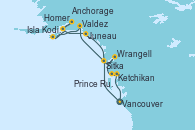 Visitando Vancouver (Canadá), CRUISING GREAT BEAR RAINFOREST, Sitka (Alaska), Valdez (Alaska), Isla Kodiak (Alaska), Homer (Alaska), Anchorage (Alaska), Anchorage (Alaska), Juneau (Alaska), Wrangell (Alaska), Ketchikan (Alaska), Prince Rupert (Canadá), Vancouver (Canadá)