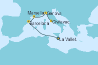 Visitando La Valletta (Malta), Barcelona, Marsella (Francia), Génova (Italia), Civitavecchia (Roma)