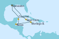 Visitando Galveston (Texas), Gran Caimán (Islas Caimán), Montego Bay (Jamaica), Belize (Caribe), Cozumel (México), Galveston (Texas)