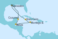 Visitando Galveston (Texas), Cozumel (México), Belize (Caribe), Montego Bay (Jamaica), Gran Caimán (Islas Caimán), Galveston (Texas)
