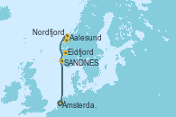 Visitando Ámsterdam (Holanda), Eidfjord (Hardangerfjord/Noruega), Aalesund (Noruega), Nordfjordeid, SANDNES (STAVANGER), Ámsterdam (Holanda)