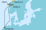 Visitando Ámsterdam (Holanda), Eidfjord (Hardangerfjord/Noruega), Olden (Noruega), Aalesund (Noruega), Bergen (Noruega), Ámsterdam (Holanda)