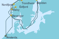 Visitando Ámsterdam (Holanda), Maloy (Noruega), Trondheim (Noruega), Nordfjordeid, Skjolden (Noruega), Eidfjord (Hardangerfjord/Noruega), Stavanger (Noruega), Ámsterdam (Holanda)