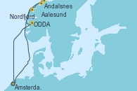 Visitando Ámsterdam (Holanda), Aalesund (Noruega), Andalsnes (Noruega), Nordfjordeid, ODDA, Ámsterdam (Holanda)