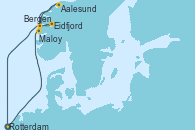 Visitando Rotterdam (Holanda), Eidfjord (Hardangerfjord/Noruega), Maloy (Noruega), Aalesund (Noruega), Bergen (Noruega), Rotterdam (Holanda)