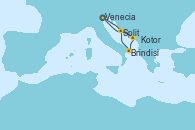 Visitando Venecia (Italia), Kotor (Montenegro), Brindisi (Italia), Split (Croacia), Venecia (Italia)