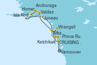 Visitando Vancouver (Canadá), CRUISING GREAT BEAR RAINFOREST, Sitka (Alaska), Valdez (Alaska), Isla Kodiak (Alaska), Homer (Alaska), Anchorage (Alaska), Anchorage (Alaska), Juneau (Alaska), Wrangell (Alaska), Ketchikan (Alaska), Prince Rupert (Canadá), Vancouver (Canadá)