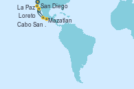 Visitando San Diego (California/EEUU), La Paz (México), Mazatlan (México), Cabo San Lucas (México), San Diego (California/EEUU), Cabo San Lucas (México), La Paz (México), Loreto (México), San Diego (California/EEUU)