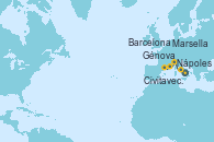 Visitando Nápoles (Italia), Civitavecchia (Roma), Génova (Italia), Marsella (Francia), Barcelona