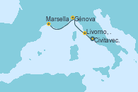 Visitando Civitavecchia (Roma), Livorno, Pisa y Florencia (Italia), Génova (Italia), Marsella (Francia)