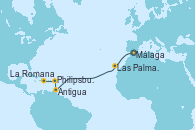 Visitando Málaga, Las Palmas de Gran Canaria (España), Antigua (Antillas), Philipsburg (St. Maarten), La Romana (República Dominicana)
