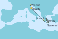 Visitando Atenas (Grecia), Santorini (Grecia), Katakolon (Olimpia/Grecia), Ancona (Italia), Venecia (Italia)