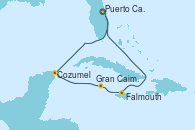 Visitando Puerto Cañaveral (Florida), Cozumel (México), Gran Caimán (Islas Caimán), Falmouth (Jamaica), Puerto Cañaveral (Florida)