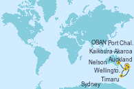 Visitando Auckland (Nueva Zelanda), Auckland (Nueva Zelanda), Wellington (Nueva Zelanda), Nelson (Nueva Zelanda), Kaikoura (Nueva Zelanda), Akaroa (Nueva Zelanda), Timaru (Nueva Zelanda), Port Chalmers (Nueva Zelanda), OBAN (HALFMOON BAY), Sydney (Australia)