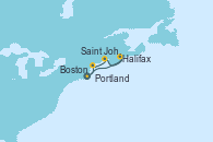 Visitando Boston (Massachusetts), Portland (Maine/Estados Unidos), Saint John (New Brunswick/Canadá), Halifax (Canadá), Boston (Massachusetts)