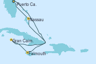 Visitando Puerto Cañaveral (Florida), Gran Caimán (Islas Caimán), Falmouth (Jamaica), Nassau (Bahamas), Puerto Cañaveral (Florida)