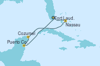 Visitando Fort Lauderdale (Florida/EEUU), Nassau (Bahamas), Cozumel (México), Puerto Costa Maya (México), Fort Lauderdale (Florida/EEUU)