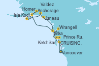 Visitando Vancouver (Canadá), CRUISING GREAT BEAR RAINFOREST, Sitka (Alaska), Anchorage (Alaska), Anchorage (Alaska), Homer (Alaska), Isla Kodiak (Alaska), Valdez (Alaska), Juneau (Alaska), Wrangell (Alaska), Ketchikan (Alaska), Prince Rupert (Canadá), Vancouver (Canadá)