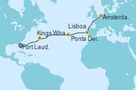 Visitando Fort Lauderdale (Florida/EEUU), Kings Wharf (Bermudas), Ponta Delgada (Azores), Lisboa (Portugal), Ámsterdam (Holanda)