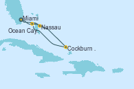 Visitando Miami (Florida/EEUU), Cockburn Town (Islas turcas y Caicos), Ocean Cay MSC Marine Reserve (Bahamas), Nassau (Bahamas), Miami (Florida/EEUU)