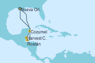 Visitando Nueva Orleans (Luisiana), Harvest Caye (Belize), Roatán (Honduras), Cozumel (México), Nueva Orleans (Luisiana)
