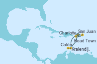 Visitando San Juan (Puerto Rico), Kralendijk (Antillas), Colón, Charlotte Amalie (St. Thomas), Road Town (Isla Tórtola/Islas Vírgenes), San Juan (Puerto Rico)