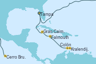 Visitando Tampa (Florida), Cerro Brujo (Isla San Cristóbal/Galápagos), Kralendijk (Antillas), Colón, Falmouth (Jamaica), Gran Caimán (Islas Caimán), Tampa (Florida)