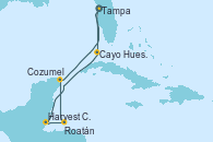 Visitando Tampa (Florida), Cayo Hueso (Key West/Florida), Harvest Caye (Belize), Roatán (Honduras), Cozumel (México), Tampa (Florida)