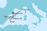 Visitando Barcelona, Palma de Mallorca (España), Valencia, Cannes (Francia), Ibiza (España), Ibiza (España), Barcelona