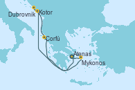 Visitando Atenas (Grecia), Kotor (Montenegro), Dubrovnik (Croacia), Corfú (Grecia), Mykonos (Grecia), Atenas (Grecia)