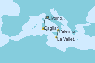 Visitando Livorno, Pisa y Florencia (Italia), Cagliari (Cerdeña), Palermo (Italia), La Valletta (Malta)