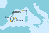 Visitando Barcelona, Barcelona, Ibiza (España), Palma de Mallorca (España), Mahón (Menorca/España), Niza (Francia)