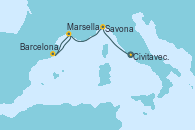 Visitando Civitavecchia (Roma), Savona (Italia), Marsella (Francia), Barcelona, Marsella (Francia)
