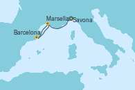 Visitando Savona (Italia), Marsella (Francia), Barcelona, Marsella (Francia)