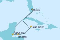 Visitando Miami (Florida/EEUU), Harvest Caye (Belize), Roatán (Honduras), Gran Caimán (Islas Caimán), Miami (Florida/EEUU)