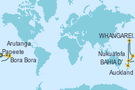 Visitando Papeete (Tahití), BAHIA D' OPUNOHA, MOOREA, Bora Bora (Polinesia), Arutanga (Aitutaki, Islas Cook), Nukualofa (Tongatapu), WHANGAREI, NUEVA ZELANDA, Auckland (Nueva Zelanda)