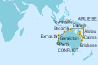 Visitando Perth (Australia), Geraldton (Australia), Exmouth (Australia), Broome (Australia), Darwin (Australia), Darwin (Australia), Alotau (Pupúa Nueva Guinea), CONFLICT ISLANDS, Cairns (Australia), Townsville, AIRLIE BEACH, Brisbane (Australia)