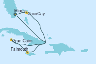 Visitando Miami (Florida/EEUU), CocoCay (Bahamas), Gran Caimán (Islas Caimán), Falmouth (Jamaica), Miami (Florida/EEUU)