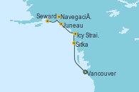Visitando Vancouver (Canadá), Sitka (Alaska), Icy Strait Point (Alaska), Juneau (Alaska), Navegación por Glaciar Hubbard (Alaska), Seward (Alaska)
