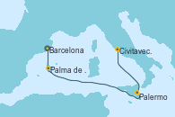 Visitando Barcelona, Palma de Mallorca (España), Palermo (Italia), Civitavecchia (Roma)