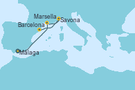 Visitando Málaga, Marsella (Francia), Savona (Italia), Barcelona