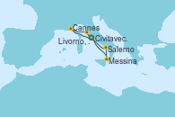 Visitando Civitavecchia (Roma), Cannes (Francia), Livorno, Pisa y Florencia (Italia), Messina (Sicilia), Salerno (Italia), Civitavecchia (Roma)