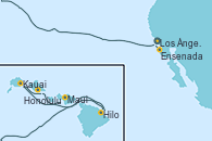 Visitando Los Ángeles (California), Maui (Hawai), Kauai (Hawai), Honolulu (Hawai), Hilo (Hawai), Ensenada (México), Los Ángeles (California)