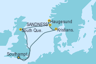 Visitando Southampton (Inglaterra), South Queensferry (Escocia), SANDNESS (STAVANGER), Haugesund (Noruega), Kristiansand (Noruega), Southampton (Inglaterra)