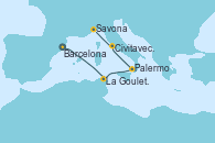 Visitando Barcelona, La Goulette (Tunez), Palermo (Italia), Civitavecchia (Roma), Savona (Italia)